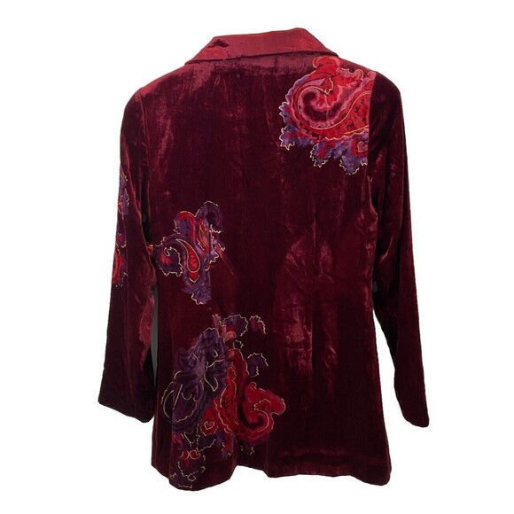 Coldwater Creek Long Blazer Jacket Red Velvet Whimsy goth Academia Boho Sz 4 - Picture 6 of 8